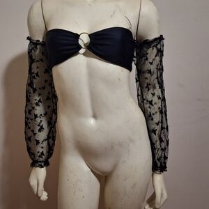 ROMWE Black Lace Bandeau top size s